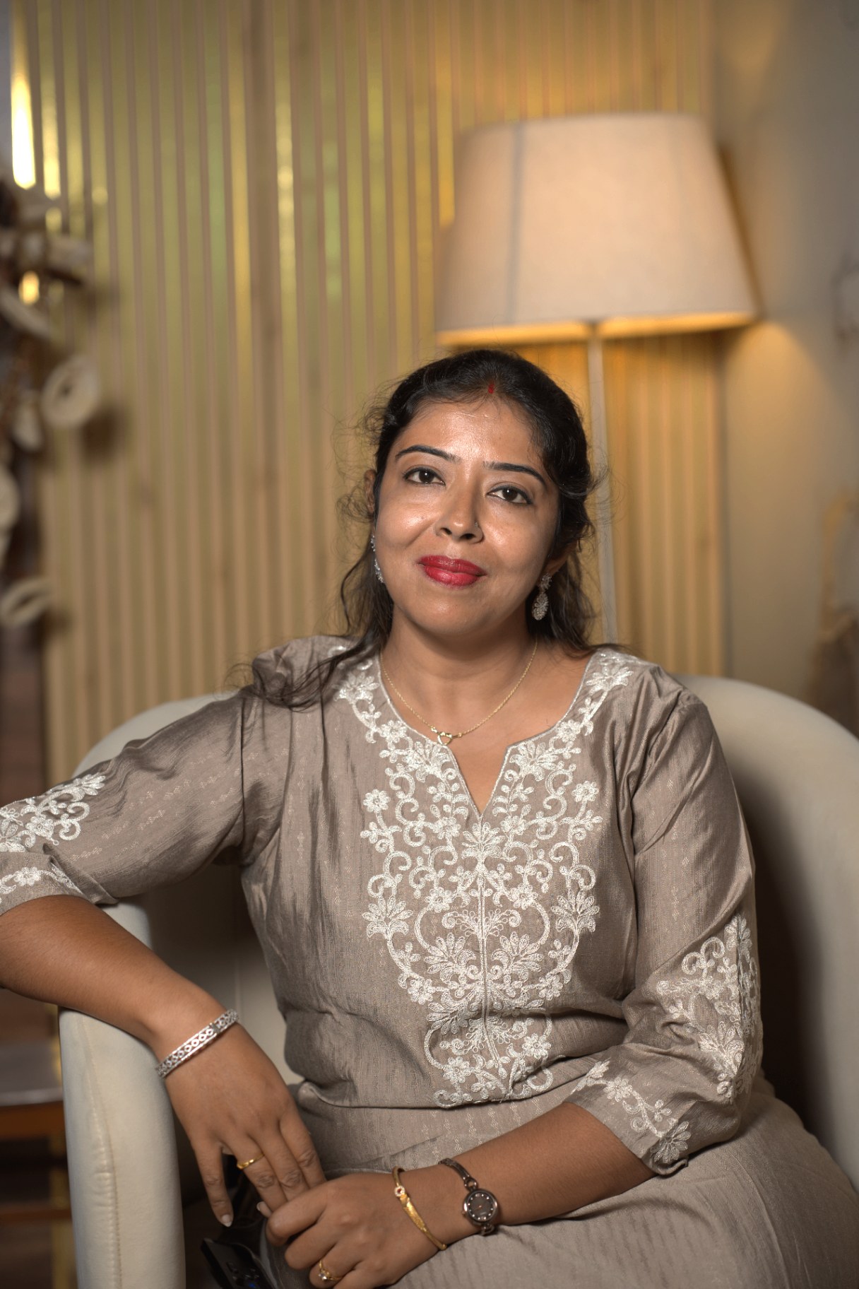 Arpita Bhattacharya seated in a calm coaching space